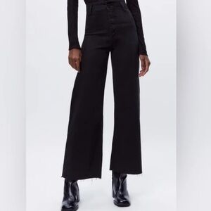 Zara The Marine Straight Wide Leg Pure Black Jeans